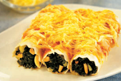 Canelones de espinacas y Emmental francés gratinado