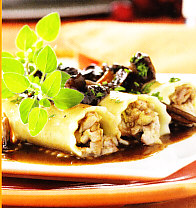 Canelones de pato,setas y foie