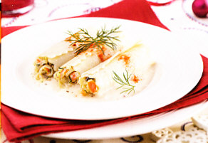 Canelones de setas y cangrejos