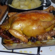 Capón al champan en cocotte