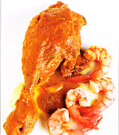 Capón de Navidad con gambas