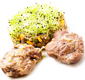 Carrilleras de cerdo con lentejas