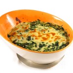 Cazuela de granos de elote y espinaca