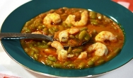 Cazuela de verdines con langostinos