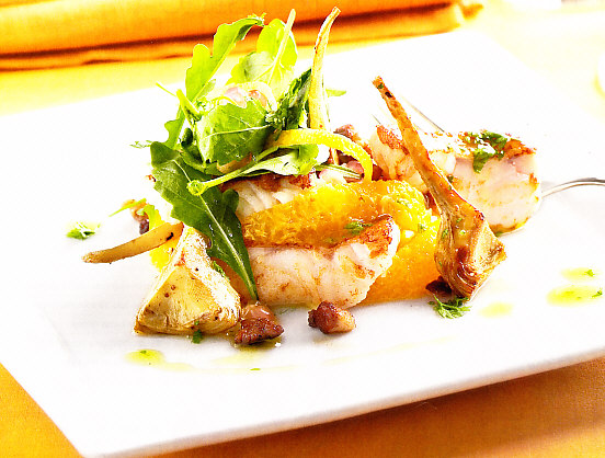 Ceviche de cabracho, alcachofas y cítricos