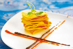 Chips de fabes con morcilla y chorizo