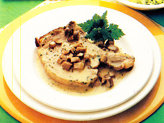 Chuletas de cerdo con setas