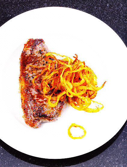 Churrasco de cadera con cebolla