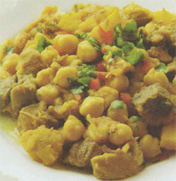 Cocido de garbanzos con seitán