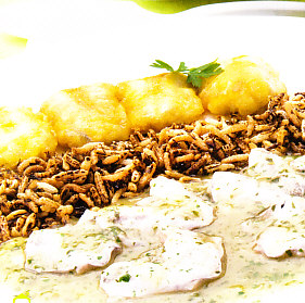 Cocochas dos gustos y arroz frito