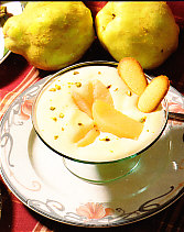 Compota de membrillo con espuma de vainilla
