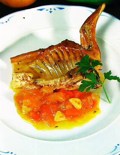 Conejo al horno con salsa
