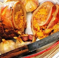 Cordero relleno con lentejas