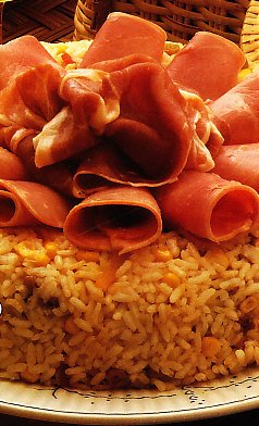 Corona de arroz con jamón