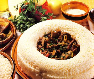 Corona de arroz con setas