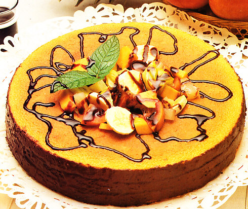 Corona de bizcocho y frutas