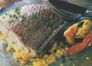 Corvina rellena al horno