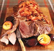 Corzo asado con manzanas