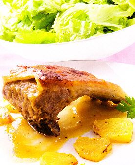 Costillar de cordero con salsa de piña
