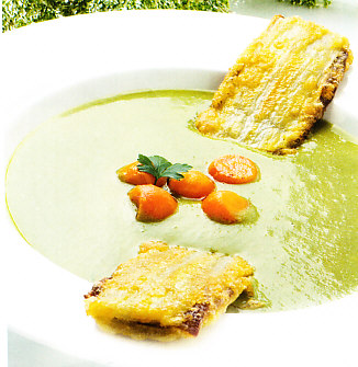 Crema de acelgas con pencas rellenas de cecina