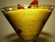 Crema de arroz dulce con fresones