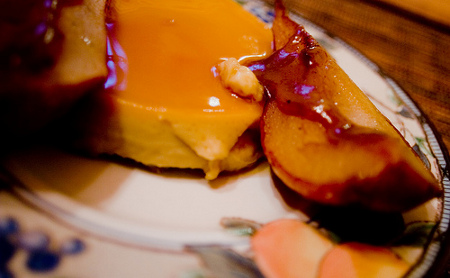 Crema de caramelo con peras