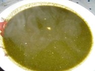 Crema de espinacas, queso y cebolleta