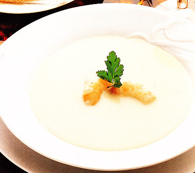 Crema de gambas al curry