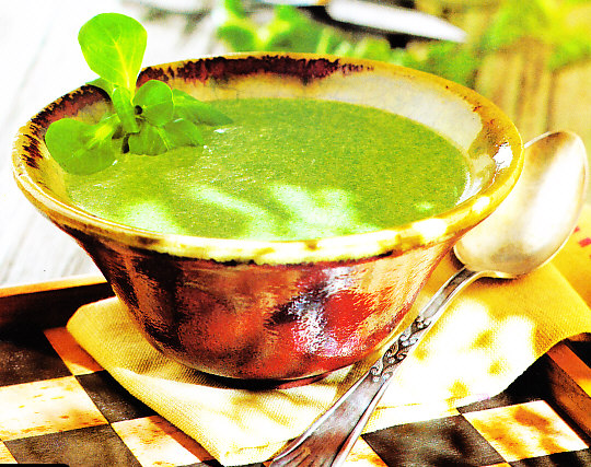 Crema de hierba de los canónigos