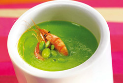 Crema tibia de judías verdes con quisquilla