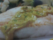 Dorada a la plancha con pesto de Idiazábal y caramelo de cacao