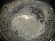 El arroz en la escurridera