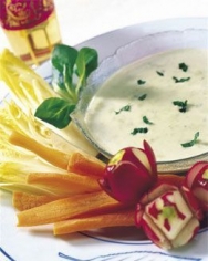 Endibias y crudités al roquefort