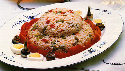Ensalada de arroz y judías verdes
