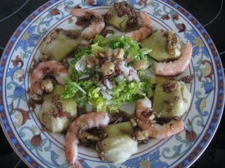 Ensalada de arroz y langostinos