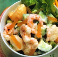 Ensalada de gambas oriental