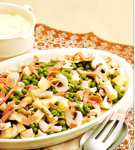 Ensalada de guisantes y champiñones