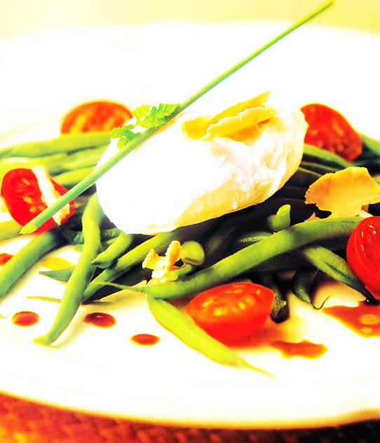 Ensalada de judia verde y huevos de pata