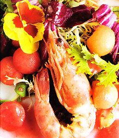 Ensalada de langostinos con vinagreta