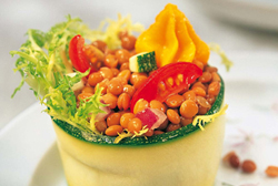 Ensalada de lentejas con espuma de sobrasada