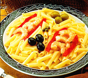 Ensalada de macarrones con gambas
