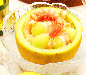 Ensalada de melón y gambas