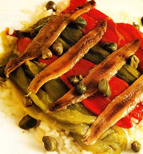 Ensalada de pimientos y arroz