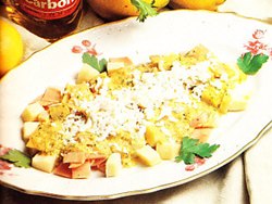 Ensalada de queso de gruyère con jamón