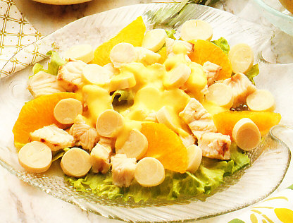 Ensalada de rape, palmito y naranja