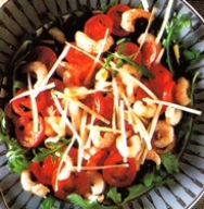 Ensalada de tomate y gambas