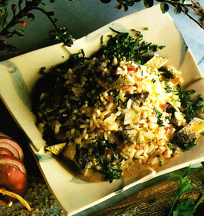 Ensalada romana de arroz y arenques