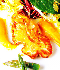 Ensalada tibia de sesos de ternera y hortalizas