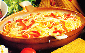 Espaguetis con pimientos