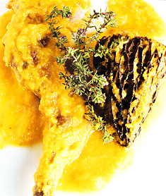 Espalditas de conejo con colmenillas rellenas de hígado